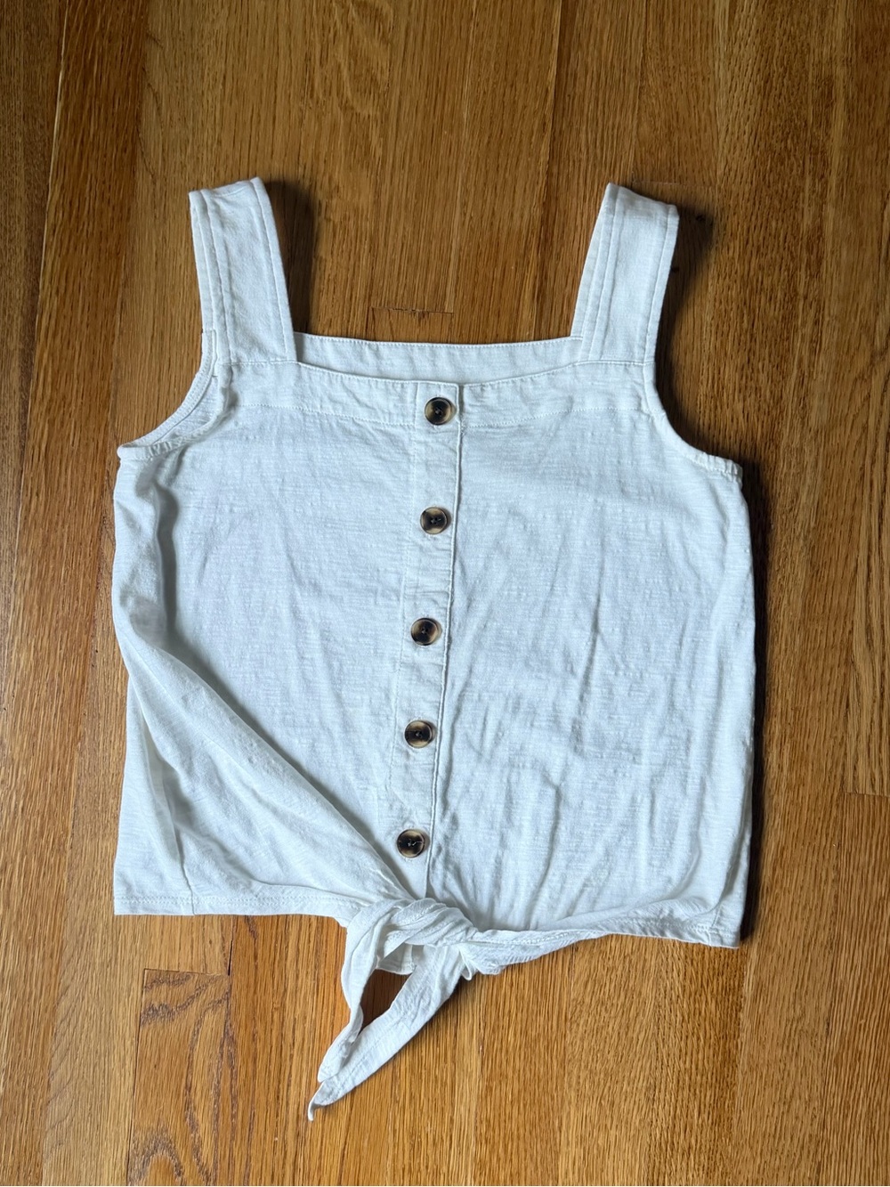 Women's LOFT Ivory Tie-Front Crop Tank Top, 100% Cotton, Small